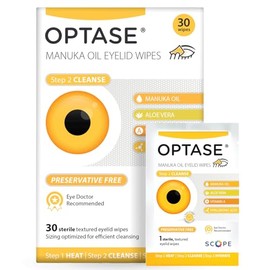 OPTASE Manuka Oil Eyelid Wipes, 30 Count – Eyelid Cleansing Wipes with Natural Manuka Oil – Preservative-Free Formula for Daily Hygiene and Eye Lid Comfort - Doctor Recommended Eye Lid Cleaning