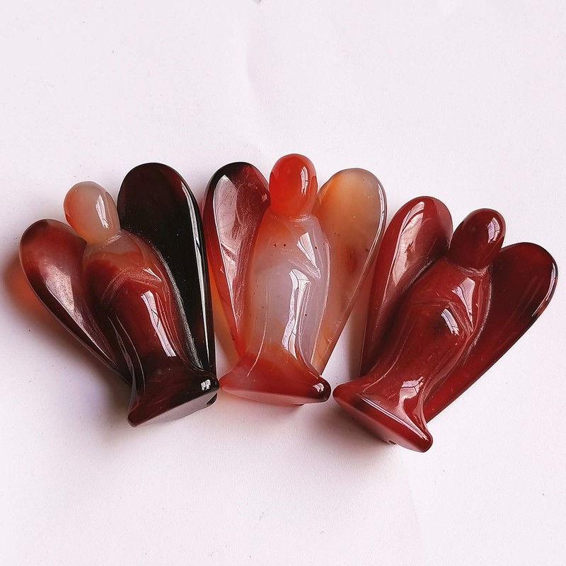 Bacatgem Natural Carnelian Healing Crystal Prayer Guardian Angel Statue,2 Inchs
