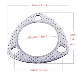 JOIUYOLJ Exhaust Flange Gasket 2.5-inch 2Pcs 3-Bolt for Multipurpose Manifold Catalytic Converter Turbine Header Replacement Shaft Return Engine Exhaust Pipe