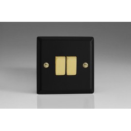 Varilight 2-Gang 10A 1- or 2-Way Rocker Switch Matt Black