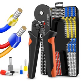 SWANAMB Ferrule Crimping Tool Kit with AWG23-7 Hexagonal Ferrule Crimper 800Pcs VE/TE Insulated Wire End Ferrules Terminals