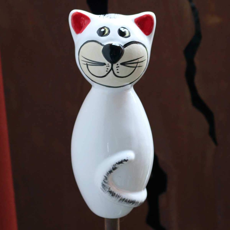 Tangoo Ceramic Cat Mini White/Grey Glossy