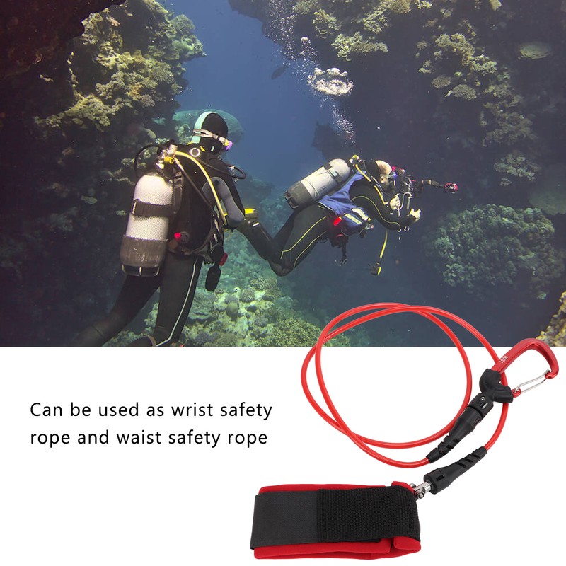 Freediving Lanyard Leash Diving Safety Rope Cable with Wristband Carabiner