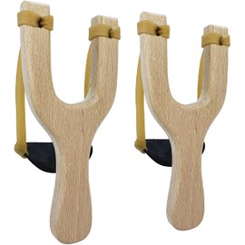 Adventure Awaits! Solid Hand Carved Beech Wood Slingshot 2 Pack