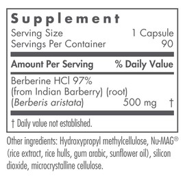 Nutricology Berberine 500 - Metabolic Liver Support - 90 Vegetarian Capsules