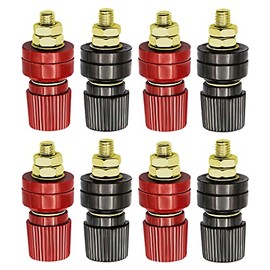 DaFuRui 8Pack 6mm 1/4" Stud Premium Remote Battery Power Junction Post Connector Terminal Kit (4Pcs Red & 4Pcs Black)
