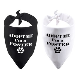 2 Pack Adopt Me I’m a Foster Dog Bandana Dog Adoption Bandanna New Puppy Bandana (Adopt ME I'm a Foster)
