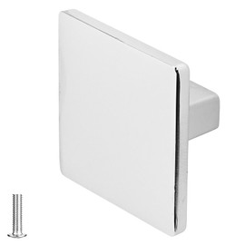 Decoranddecor Calla Square Cabinet Knob Door Pull Handle Kitchen Cupboard Furniture Drawer (1 Pack, Polished Chrome)