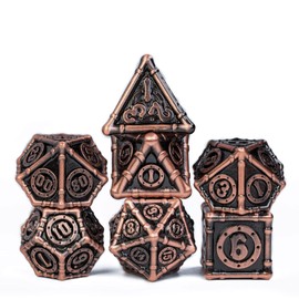 UDIXI Metal DND Dice Set, 7PCS Polyhedral D&D Dice Set Pipe d n d Dice for Dungeons and Dragons Gift, Metal Dice Set d&d for Role Playing Dice(Ancient Copper)