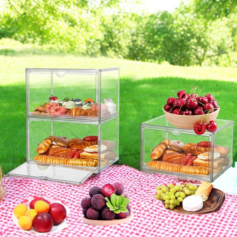 SANKEU 4 Pcs Bread Boxes for Kitchen Countertop, Large Bread