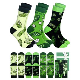 Jeere 3 Pairs Funny Pickle Socks for Women Teen Girls Pickle Gifts Dill with It Novelty Socks Food Socks with Bow Gift Box