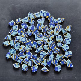 Yuvori 1.1 lbs Modern Abstract Geometric Irregular Porcelain Mosaic Tiles, DIY Handmade, Bathroom, Living Room, Kitchen Backsplash, Outdoor (04, Medium)