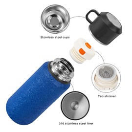 Insulated Stainless Steel Water Bottle, 27oz/800ml Sports Water bottles with Double Walled and Vacuum Insulated Metal for Travel, School, and Gym (Blue)