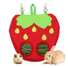 SFTRADE Timothy Rabbit, Grass Feeder, Rabbit, Bait Bag, No Mess, Guinea Pig, Chinchilla, Degu, Large Capacity, Rabbit Supplies (Strawberry)