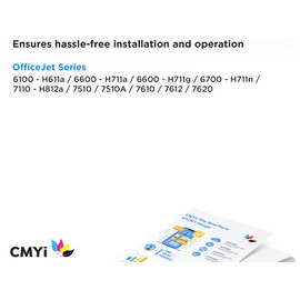 CMYi 932XL 933XL Replacement Combo Pack Ink Cartridges for HP OfficeJet 6100 - H611a, 6600-H711a, 6600-H711g, 6700-H711n, 7110-H812a, 7510, 7610, 7612, 7620 (1 Black, 1 Cyan, 1 Magenta, 1 Yellow)
