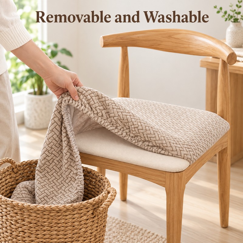 Jacquard Elastic Chair Cover – Universal Stretch Dining Chair Seat