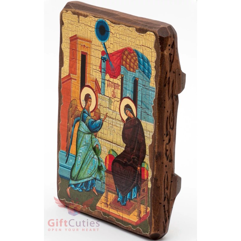 Wooden Icon Annunciation to the Blessed Virgin Mary Благовещение 5"x6.5"