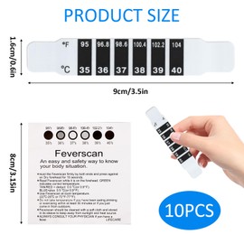 10 PCS Forehead Thermometer Strips, with Liquid Crystal Display Reusable Quick Read Fever Thermometer Stickers Set Safe Non-Toxic for Babies Toddlers Kids Elderly