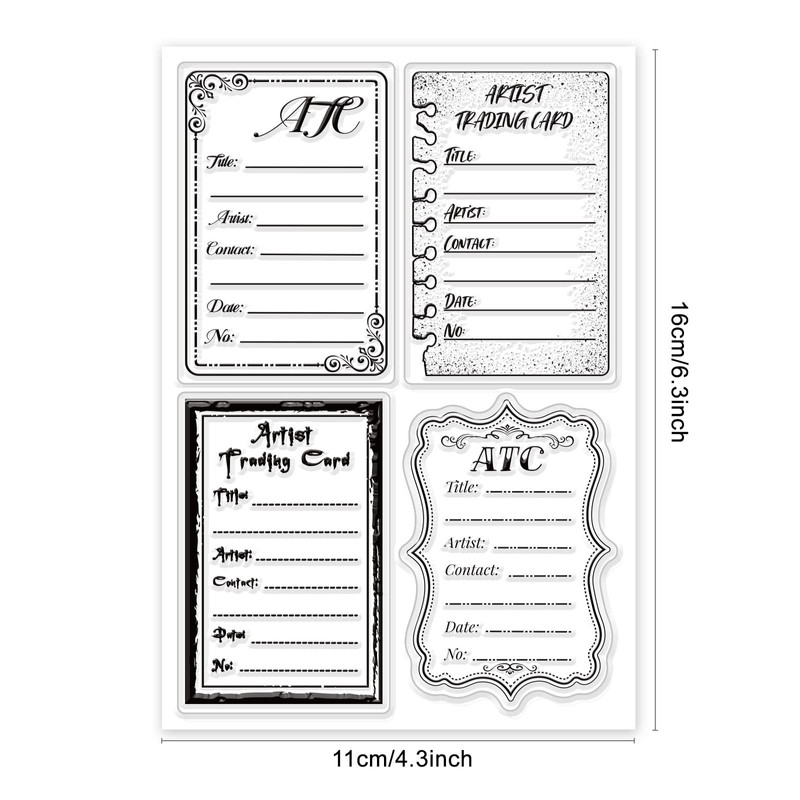 GLOBLELAND ATC Frames Silicone Clear Stamps Artist Trading Card Transparent