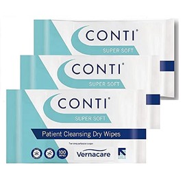 veeu Synergy Conti Supersoft Large Dry Patient Cleansing Wipes (3 Packs of 100)