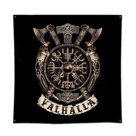 ENMOON Viking Art Tapestry Valhalla Compass Tapestry Bedroom Living Room Decor(36x36in）