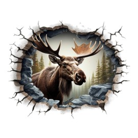 GRAZDesign Wall Sticker Elk - Wall Crack in Norway Wall Sticker for Living Room Kitchen Hallway Wall Sticker - 38 x 30 cm