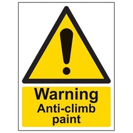V Safety Warning Anti-Climb Paint Sign - 150mm x 200mm - 1mm Rigid Plastic