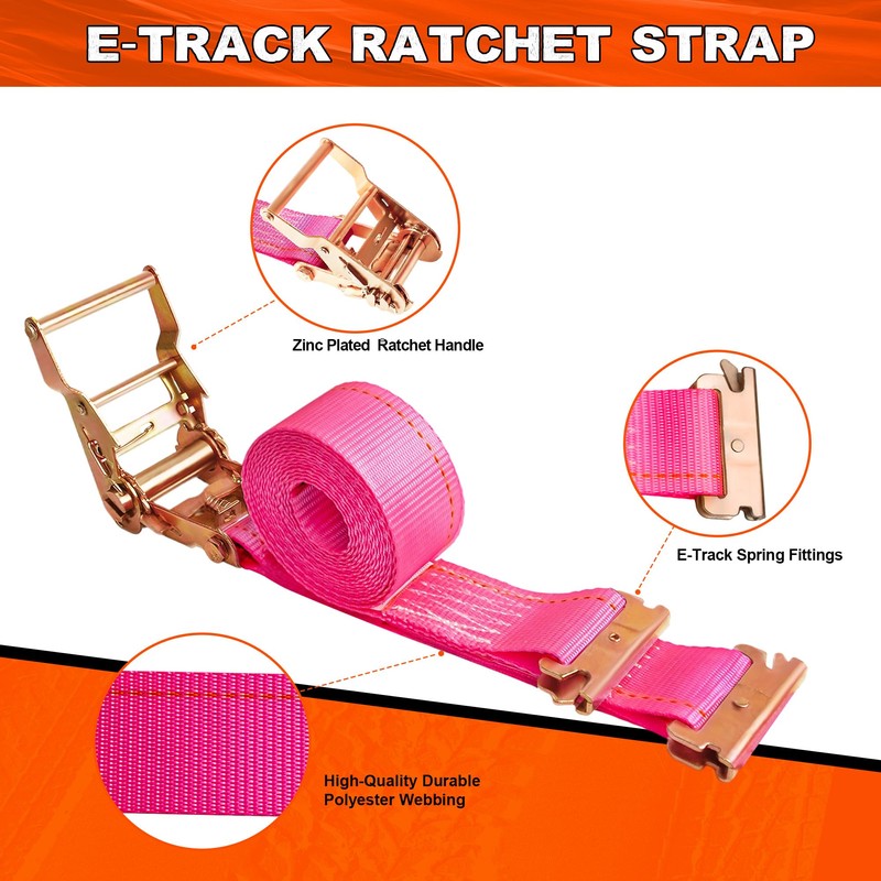 Mimanchi Heavy Duty E-Track Ratchet Straps for Trucks, 2in×15ft Cargo