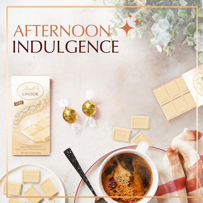 Lindt LINDOR White Chocolate Truffle Bar, Chocolate Candy Bar with
