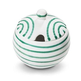 GMUNDNER KERAMIK Sugar Bowl with Cut-Out Diameter 10 cm Flamed Green Crockery Handmade in Austria