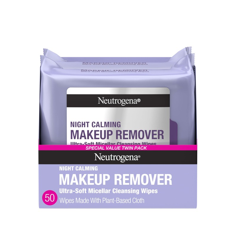 Neutrogena Night Calming Makeup Remover Face Wipes, Nighttime Cleansing Towelettes