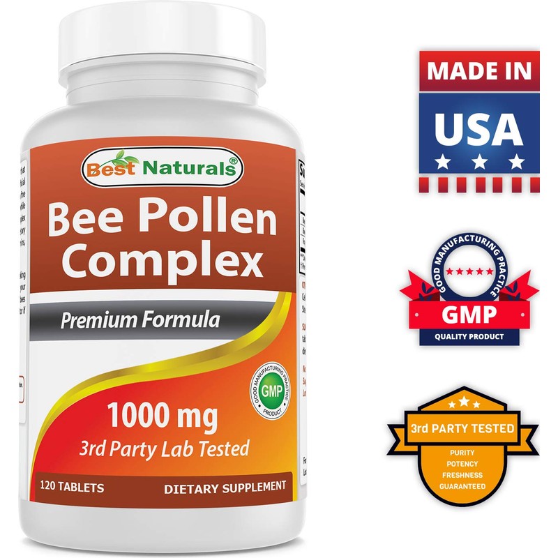 Best Naturals Bee Pollen Complex 1000 mg 120 Tablets