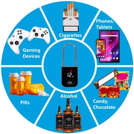 Habit Control Metal Timer Lock - Smart Padlock for Kitchen Cabinets, Timed Out Keyless Pad Lock, Electronic Time Locking Lock for Cell Phones, Snack, Liquor, Game Consoles & Other Unwanted Temptations