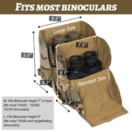 VISMIX Arnés binocular, arnés binocular ajustable con cubierta de lluvia para caza, senderismo y disparo, Camo, Large