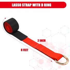 Wowangce 8Pack 2'' X 8ft Tow Truck Straps Lasso Wheel Lift Straps Lasso Tow Strap with D Ring 11, 000 Lbs Break Strength Auto Tie Down Auto Hauler for Trailer Truck Tie