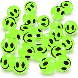 ArtCreativity Glow in the Dark Smile Face Bouncy Balls Pack of 36 - High Bounce, Safe & Non-Toxic Party Favors - Color: Green