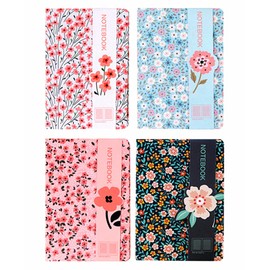 ALIMITOPIA 4 Pack Hardcover Notebook Journal,Ruled Hardback Book Notepad Diary Memo Steno Planner-A5 Size(8.3x5.7),96 Sheets,Ruled Pages (Floral pattern)