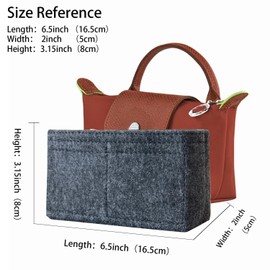 RYYXZXL Bag Organizer for Long champ Small Handbags Timid Bag Storage and Organization Inner Pocket Liner Felt-Mini Size (Dark Gray)