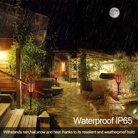 Aityvert Solar Lights Outdoor, Waterproof Flickering Flame Solar Torch Lights Dancing Flame Lights Landscape Decoration Lighting Dusk to Dawn Auto On/Off Security Path Lights for Patio Deck 2 Packs