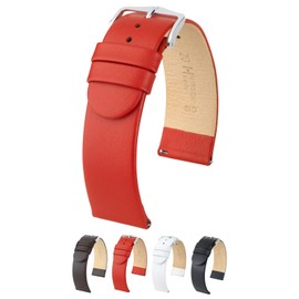 Hirsch Scandic Leather Watch Strap - Red - M - 20mm / 20mm - Shiny Silver Buckle - Calf Leather Band
