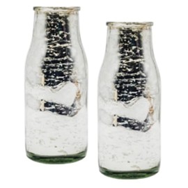 Hosley Set of 2, Glass Silver Glass Bottle, 5.5" High. Ideal Gift for Floral Arrangements Wedding, Floral Vase, Party, Home Decor, Office, Spa
