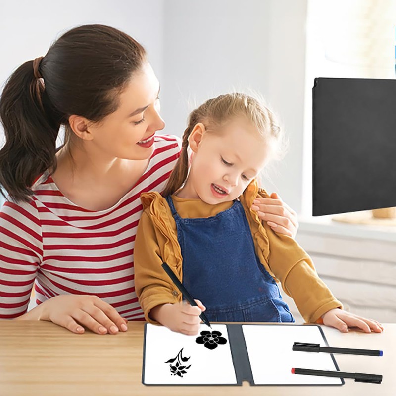 Mini Whiteboard Piccola Lavagna Bianca Pieghevole Taccuino Riutilizzabile