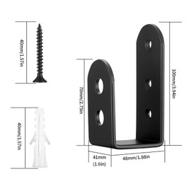 2x4 Door Barricade Brackets, 2 Pcs Door Security Barricade Brackets, Heavy Duty Door Security Brackets for 2 x 4 Lumber, Open Bar Security Holder U Brackets for Indoor, Outdoor (3.94"x1.89"x1.57"2Pcs)