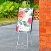 Metal Floor Standing Display Easel, 56" H White Decorative Scroll