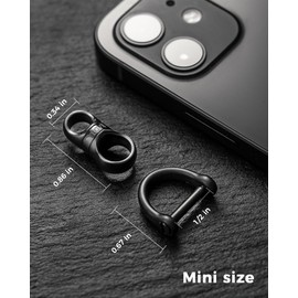 FEGVE Titanium Swivel Small Key Ring with 1/2inch D Ring Keychain for Car Key Fob,DIY Bag (Black)