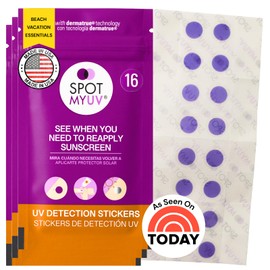 SPOTMYUV- Pegatinas de detección de rayos UV para protector solar con tecnología patentada de detección de FPS DERMATRUE  SEPA CUÁNDO REEMPLAZAR      