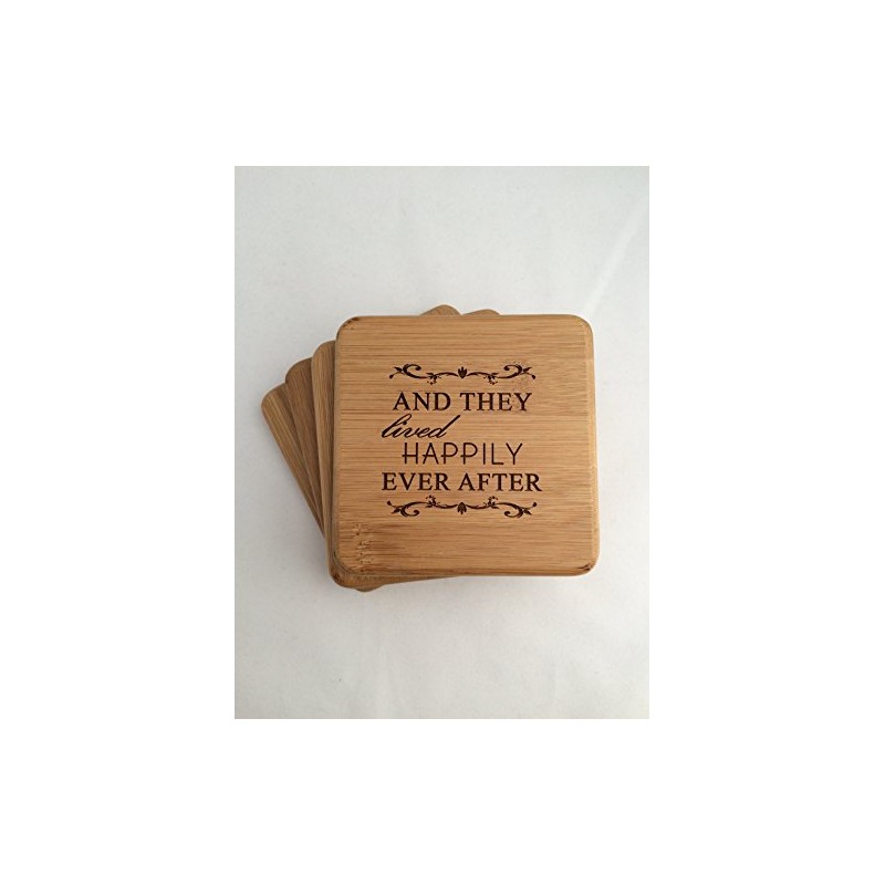 Bamboo Coasters Set and They Lived Happily Ever After