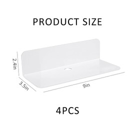 DHSBGWSX 4 Piece Acrylic Wall Shelf, Modern Wall Shelf, No Drilling Required