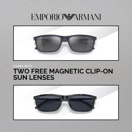 Emporio Armani EA4160 50881W 55MM Matte Blue/Clear Eyeglasses for Men + TWO Free Spare Magnetic Sun Lenses + BUNDLE with ACCESSORY EYEWEAR KIT