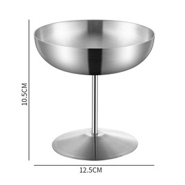 Ice Cream Cup 304 Stainless Steel Dessert Goblet Ice Cream Cup Yogurt Smoothie Bowl Goblet (Silver 250ML)